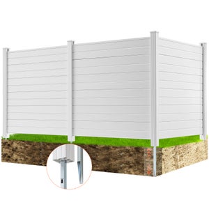 VEVOR Panneau Brise Vue Extérieur 127x127 cm Clôture de Jardin Horizontale Kit 3 Panneaux de Confidentialité avec Piquets Métalliques, Sols Souples,