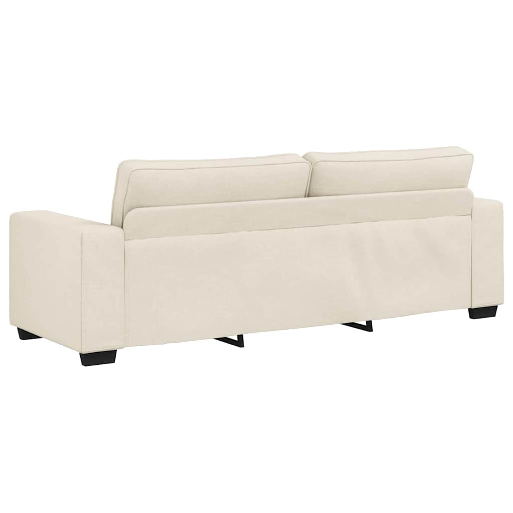 vidaXL Sofa 3 places Beige 220 cm Tissu en lin mélangé - 6