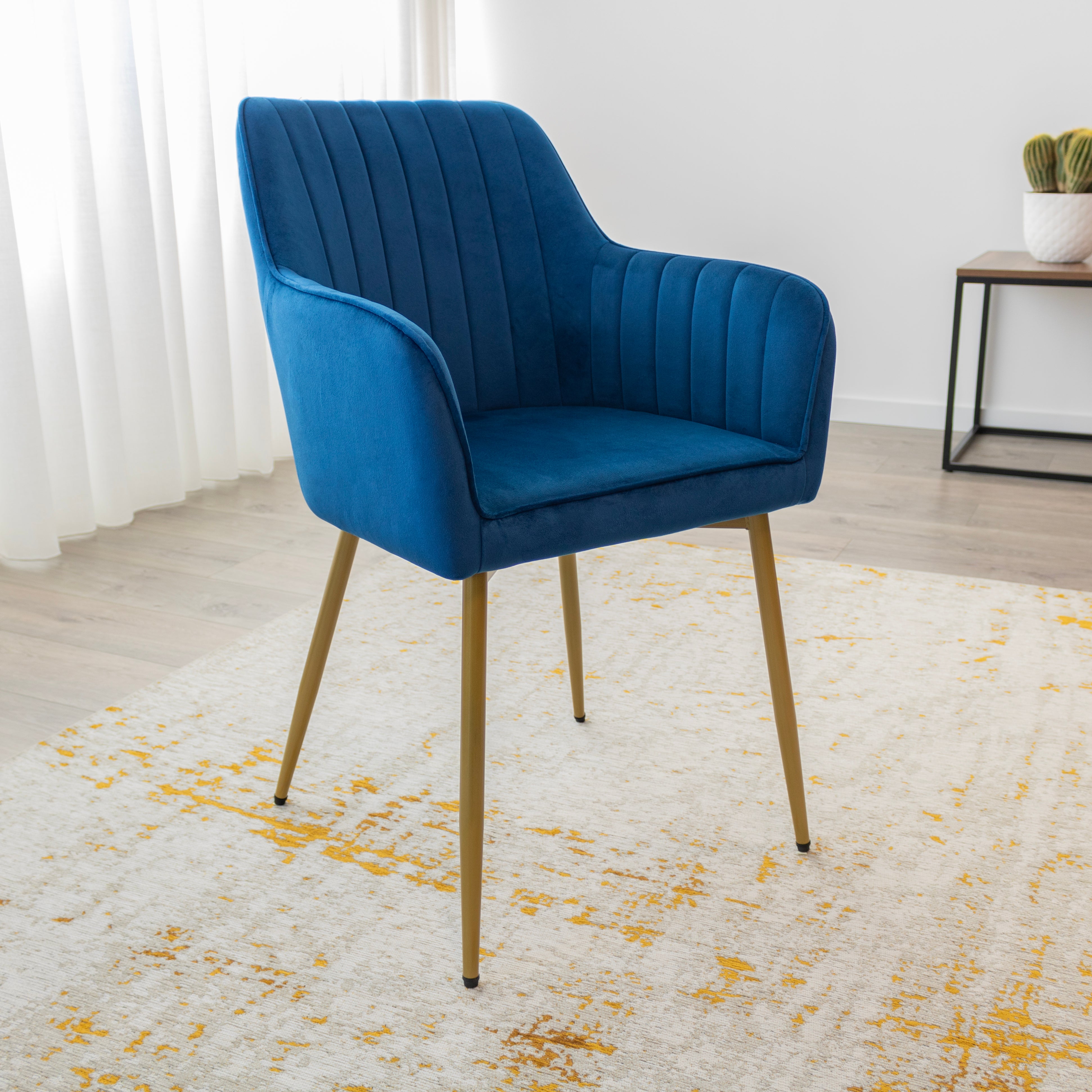 KOTEK Sedia In Velluto Senza Braccioli – Moderna Con Gambe In Legno Di Gomma, Imbottita 150kg, Per Soggiorno (Blu/Rosa/Verde)