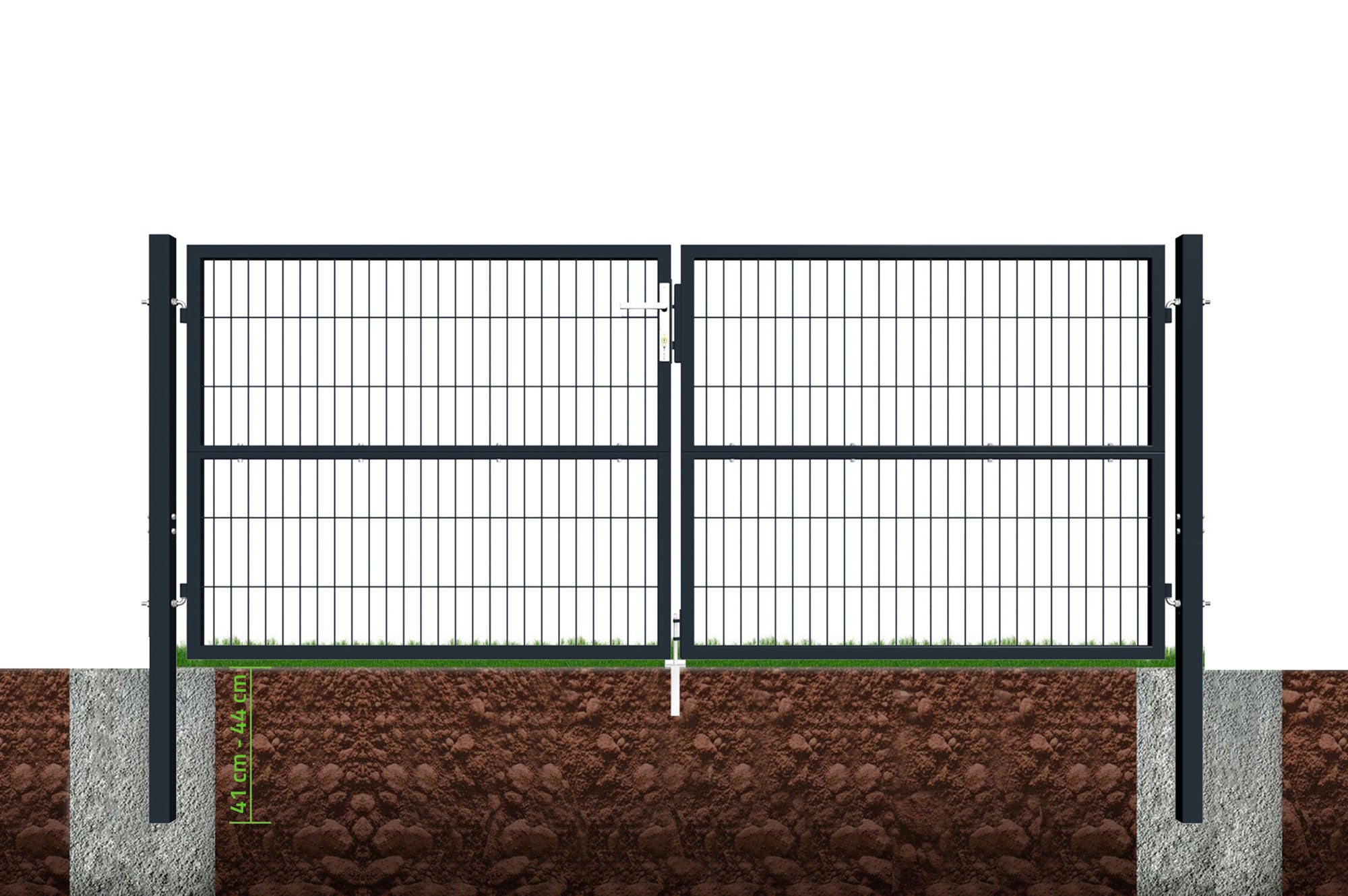 Portail battant grillagé 3m RAZO H.120cm Gris - 7