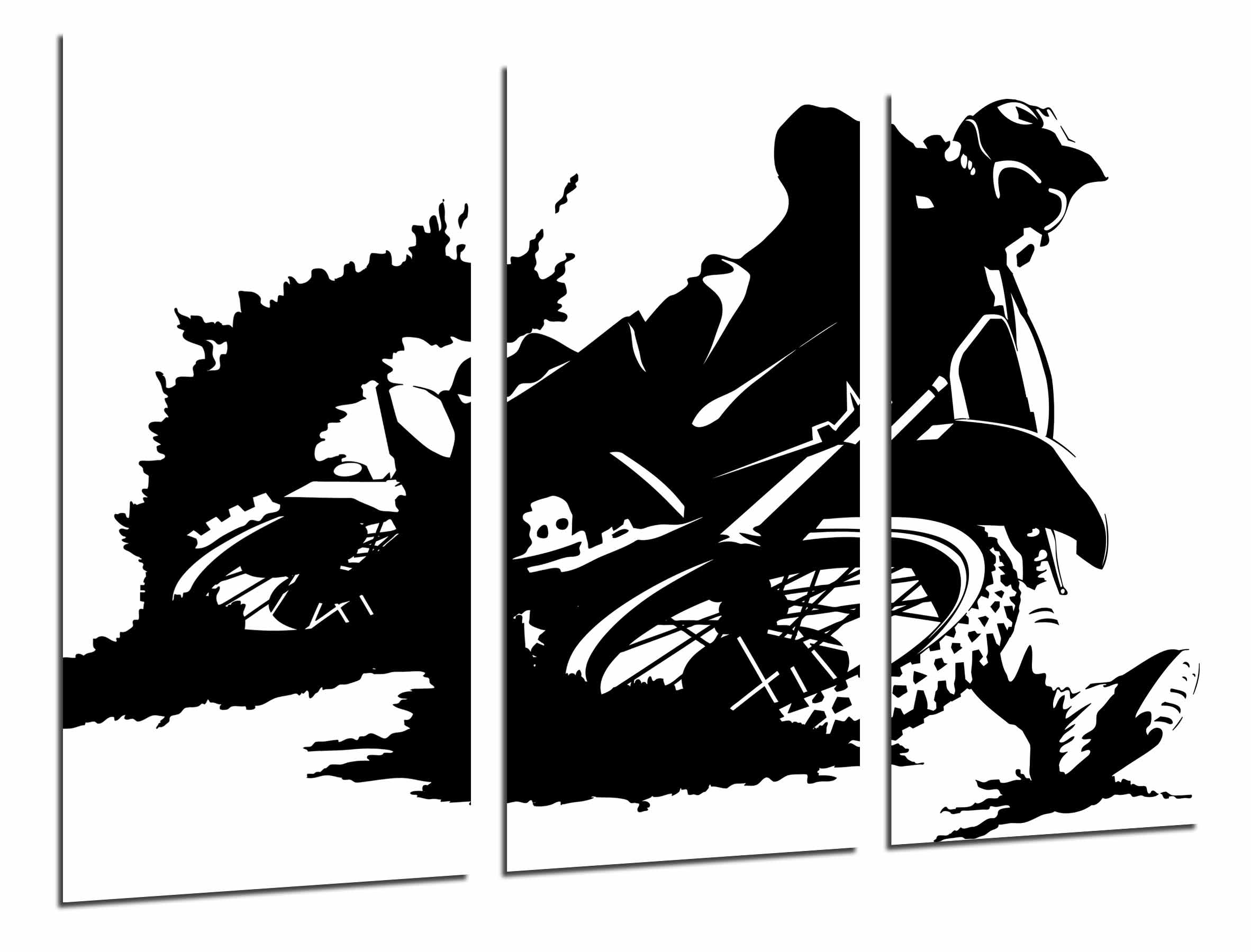 Moto motocross, deporte, motorista blanco y negro, impresión fotográfica sobre madera, cuadro moderno decorativo