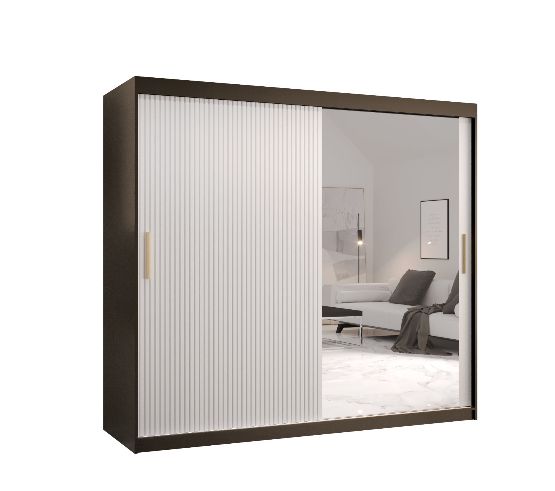 Szafa przesuwna garderoba RIFLO SLIM 2 200 x 62 x 200 cm Czarny + Biały - Abiks Meble