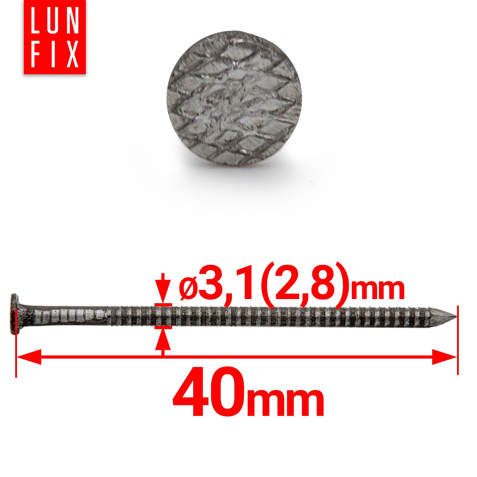 Gwoździe pierścieniowe 3,1x40 mm 1kg ok. 370szt. - 2