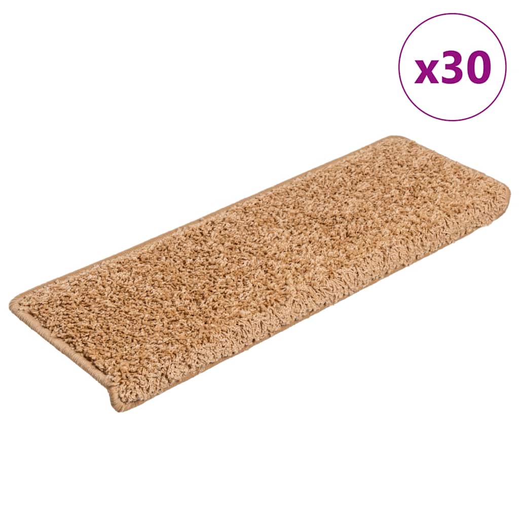 Maty na schody 30 szt. 65x21x4 cm Beżowe, prostokątne krawędzie vidaXL