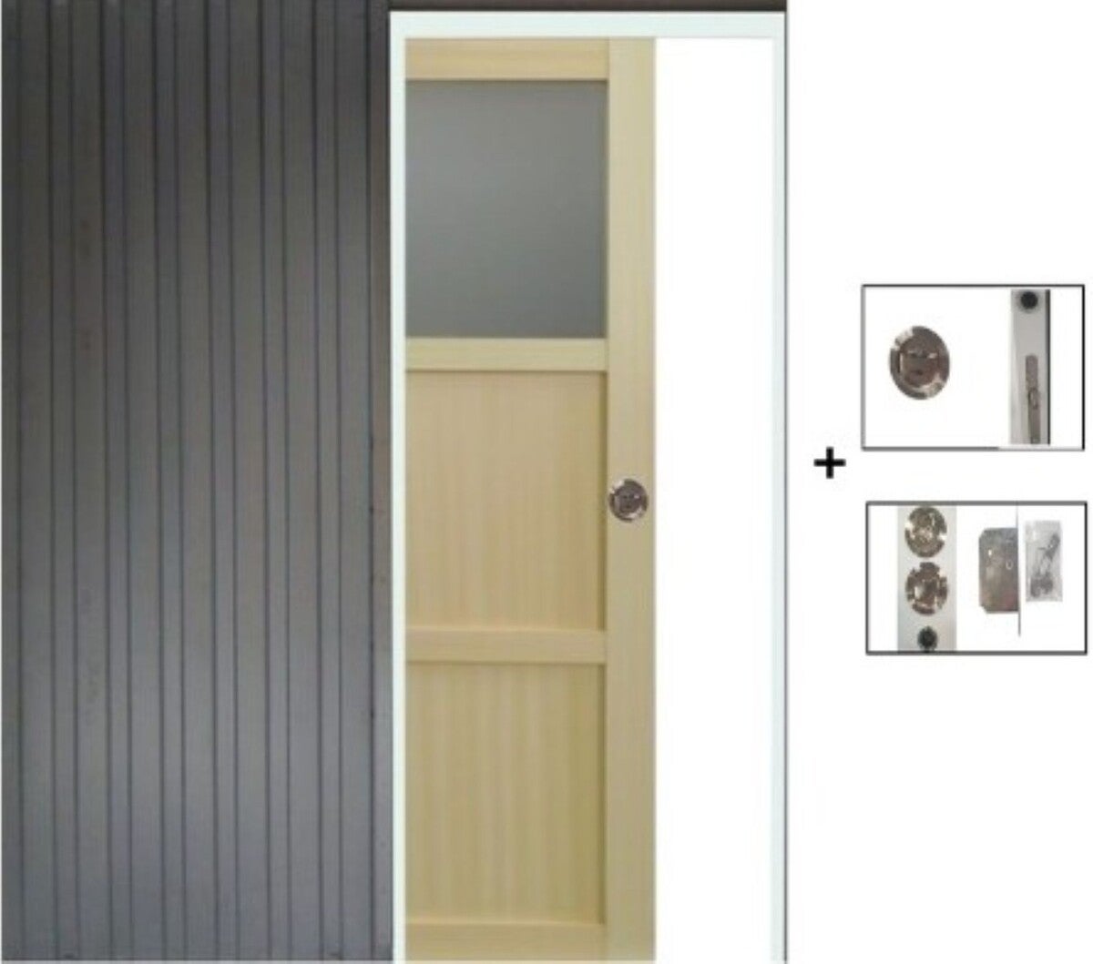 Porte Coulissante Ayous 2 Panneaux + 1 Vitrage H204 X L83, Galandage Gd ...