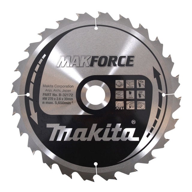 Lame carbure Bois ''MakForce'' scies circulaires Ø270 mm 30x24D - MAKITA B-32172