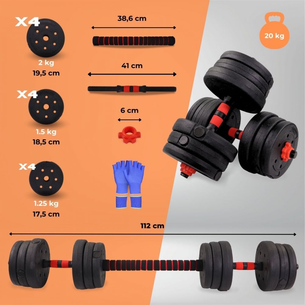 Halteres ajustáveis com barra Mobiclinic 2 em 1 20kg para distribuir Crescimento gradual Acolchoado ExtenFit - 2