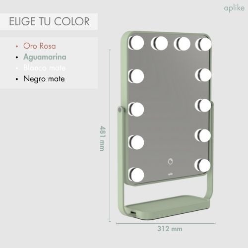 Specchio di cortesia a LED con sensore tattile, rotazione a 360°, intensità e temperatura di colore dimmerabili HOLLYWOOD STUDIO - 4