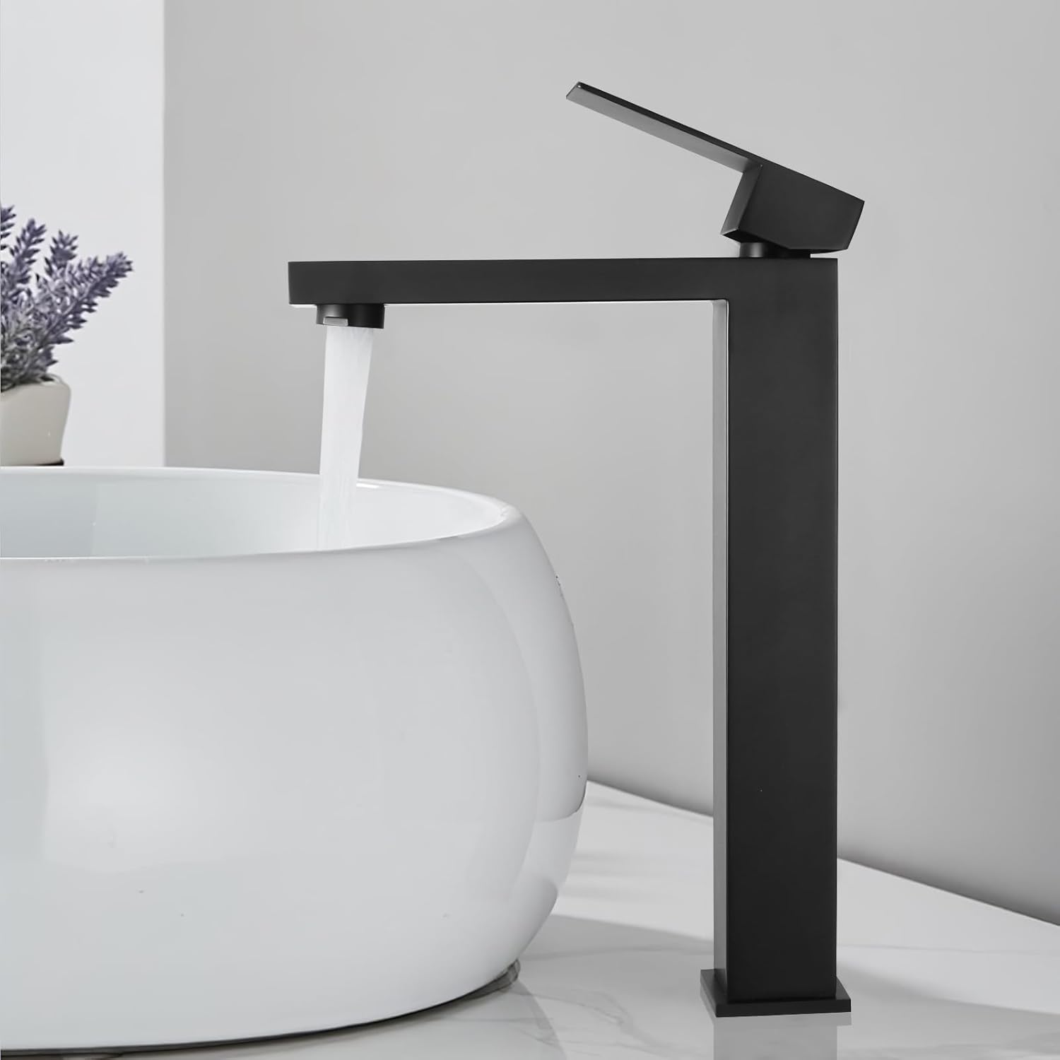 Wysoki Bateria Umywalkowa, 24 cm Wylewka, Bateria Łazienkowa do Blatu, Stal Nierdzewna 304, Jednouchwytowy Bateria Termostatyczna - 7