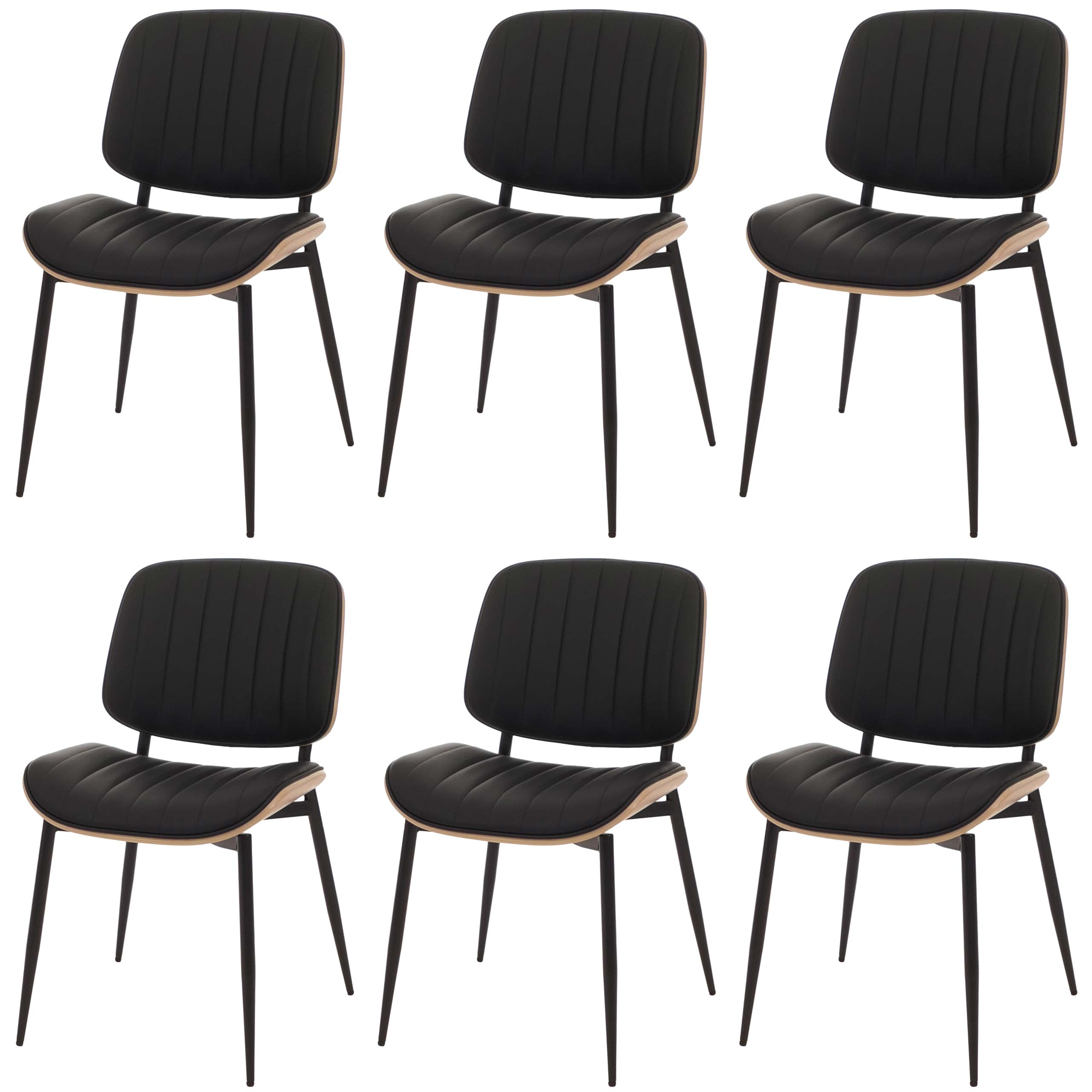 Zestaw 6 krzeseł do jadalni HWC-O44, krzesło kuchenne Krzesło, drewno gięte imitacja skóry Oeko-Tex MVG ~ naturalny, czarny
