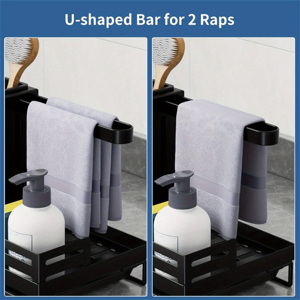 Portaoggetti per cucina e bagno con vaschetta di scarico – scolapiatti multifunzionale con porta spugna e porta scopino - 8