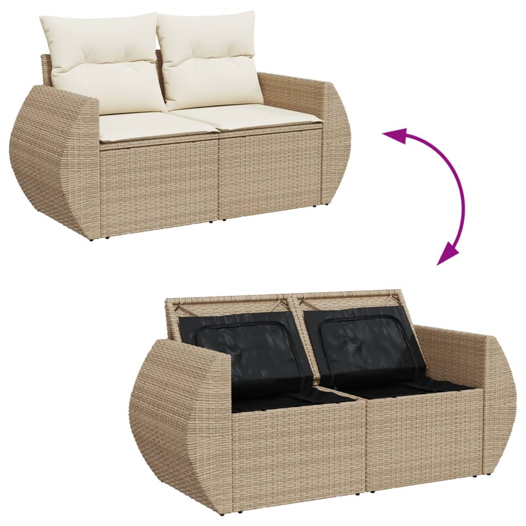 Salon bas de jardin en Rattan synthétique Beige 2 personnes - 9