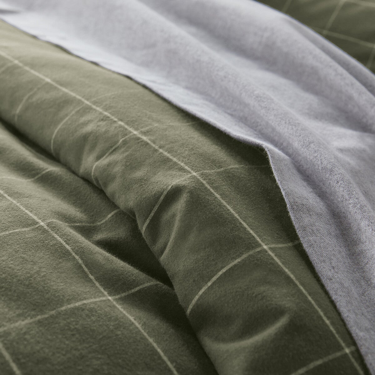 Housse de couette flanelle, Charlie Kaki - Kaki - 260 x 240 cm - 4