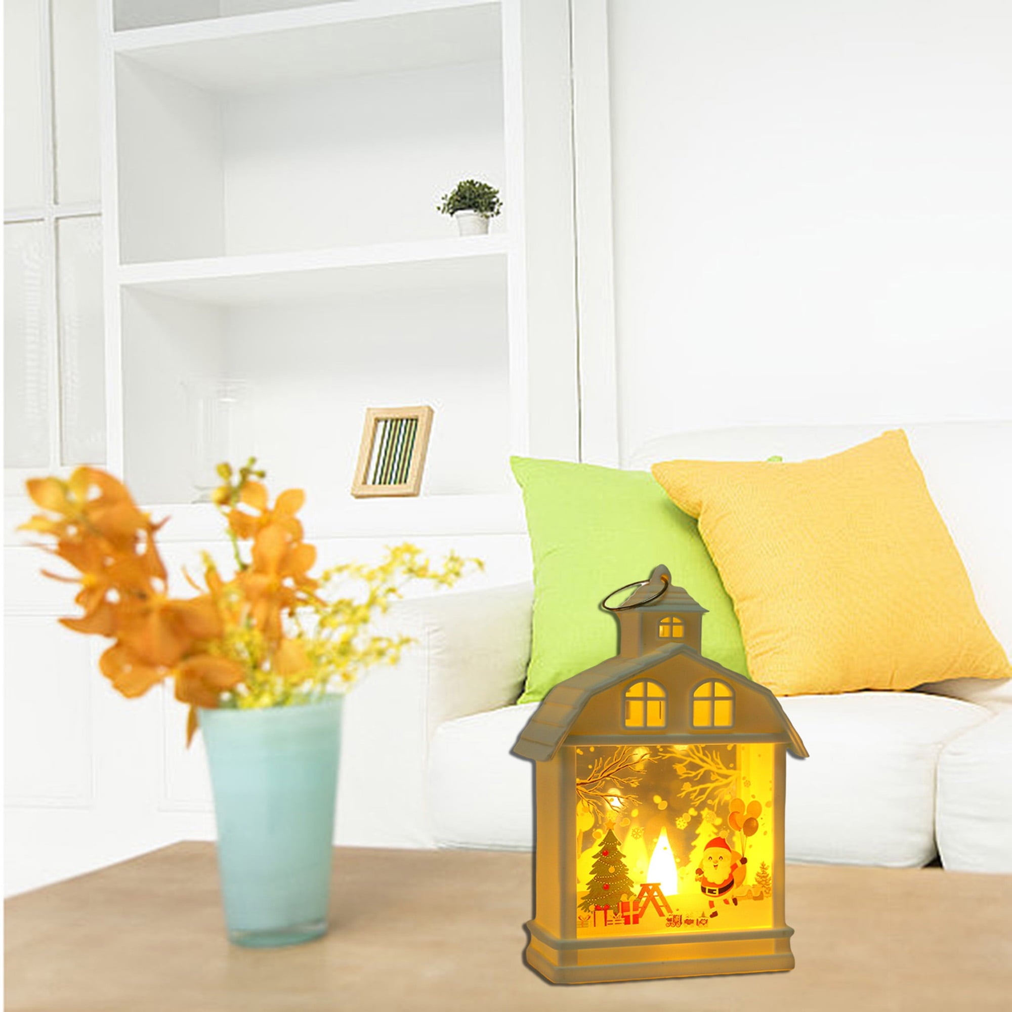 Lanterne du Père Noël 1 pièce, lanterne de Noël avec bougie LED, adaptée à la décoration de la maison de Noël, lumière chaude (piles incluses) - 6