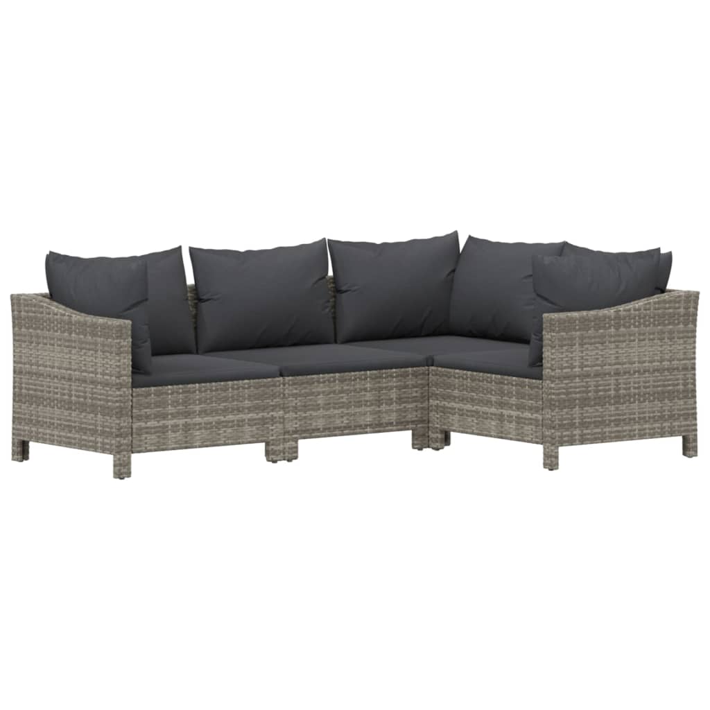 The Living Store - Salon de jardin 9 pcs avec coussins Gris Résine tressée - 5