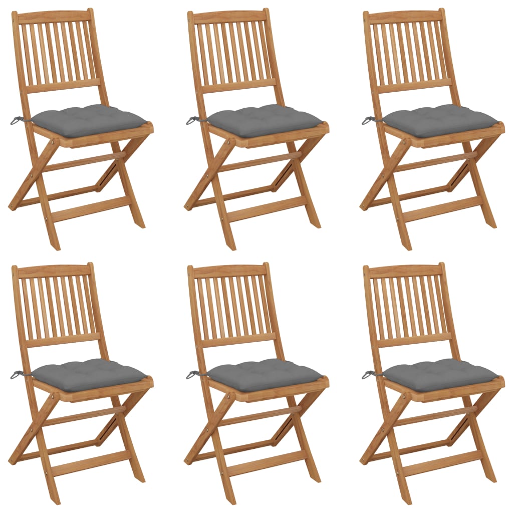 Lot de 6 Chaises pliables de jardin | Siège de Terrasse | Chaise d'extérieur avec coussins Bois d'acacia CFW600945 - 2