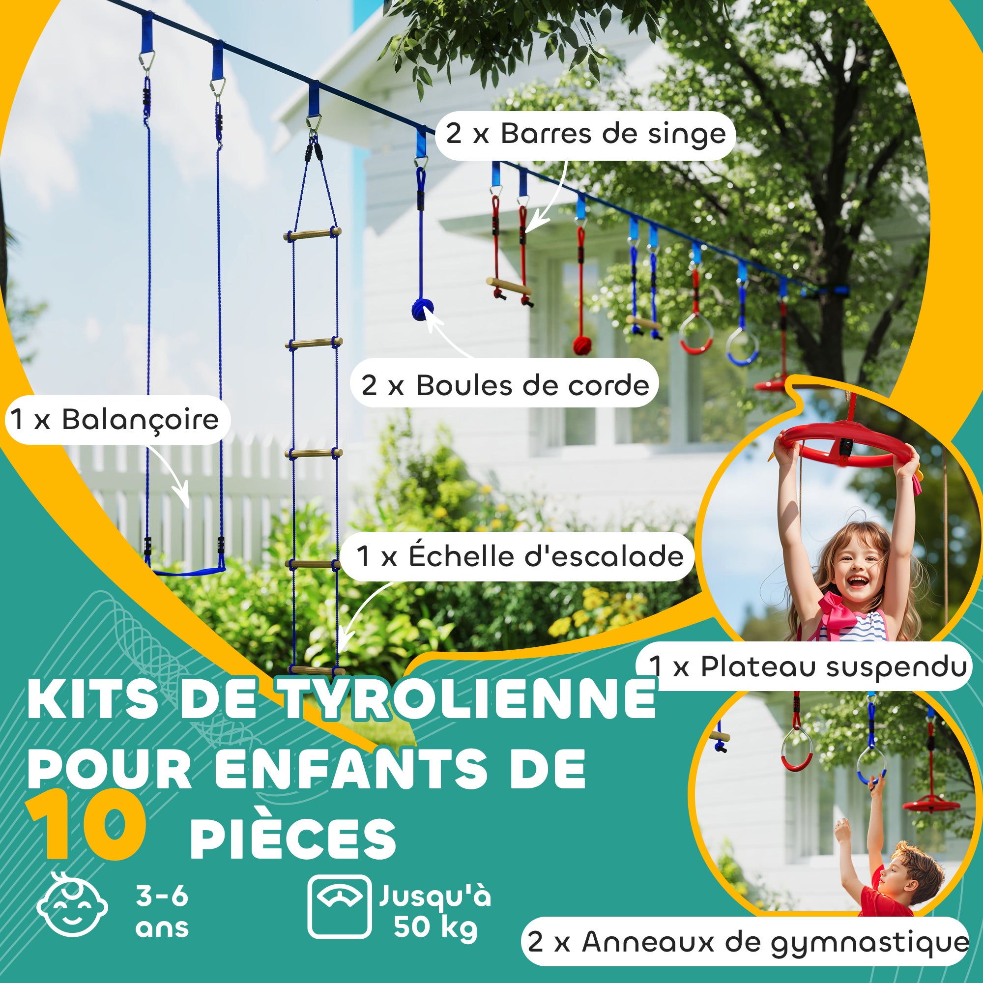Parcours d'obstacles ninja pour enfants PP AIYAPLAY - 4