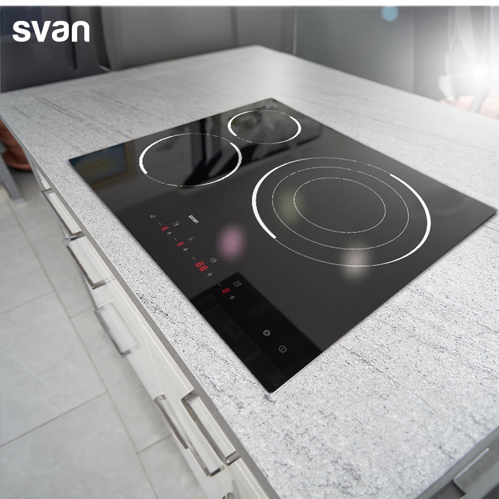Placa de Vitrocerámica Svan, SV3601, Potencia máx, 6200 W, 3 Zonas de Cocción, 9 Niveles de Cocción, Control Táctil - 6