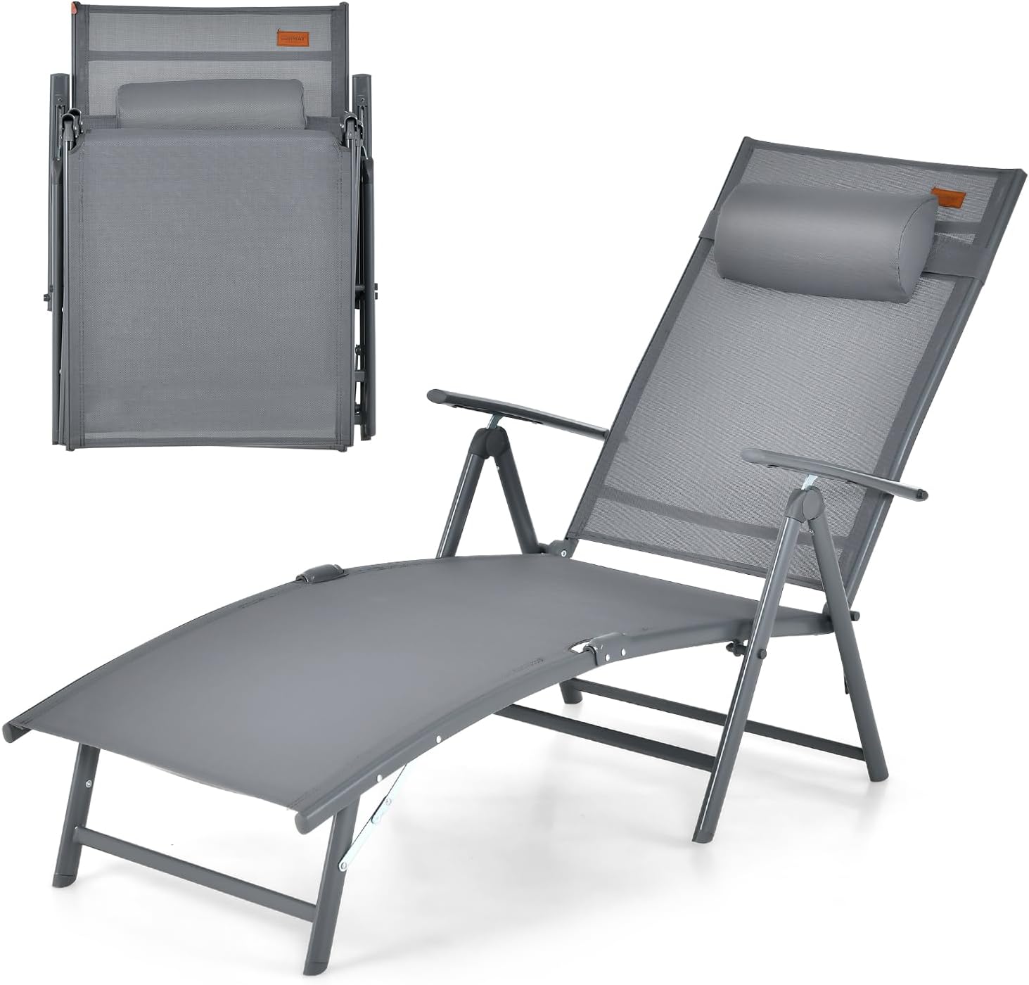 Sedia a Sdraio Pieghevole con Schienale Regolabile a Livelli