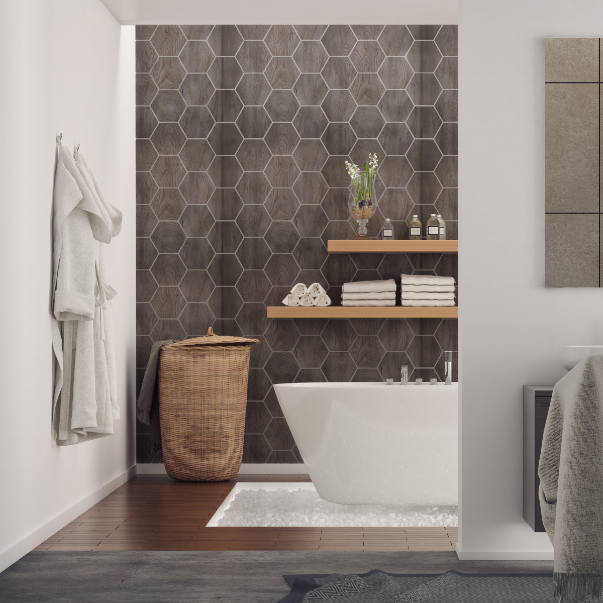 Vinilos baldosas de cemento hexagonal albura - adhesivo pared - sticker revestimiento - 28stickershexagones10x9cm