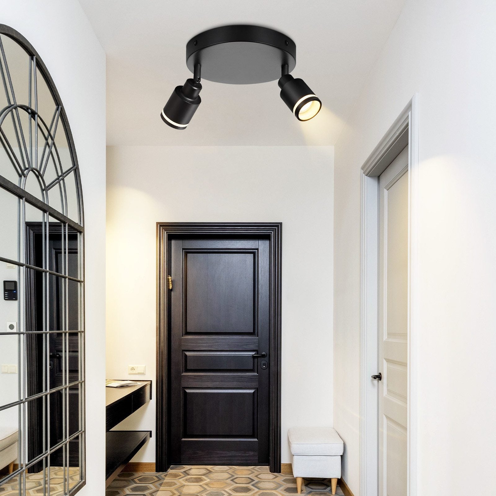 NETTLIFE Spot de plafond noir plafonnier moderne 2 flammes orientables spots GU10 en métal - 9