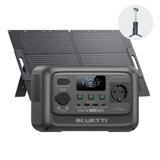 BLUETTI Elite 30 V2 Générateur solaire Avec 100W Panneau Solaire Inclus Station D'Énergie Portable 288Wh Avec 1 Prises CA 600W, Pour Urgences, camping