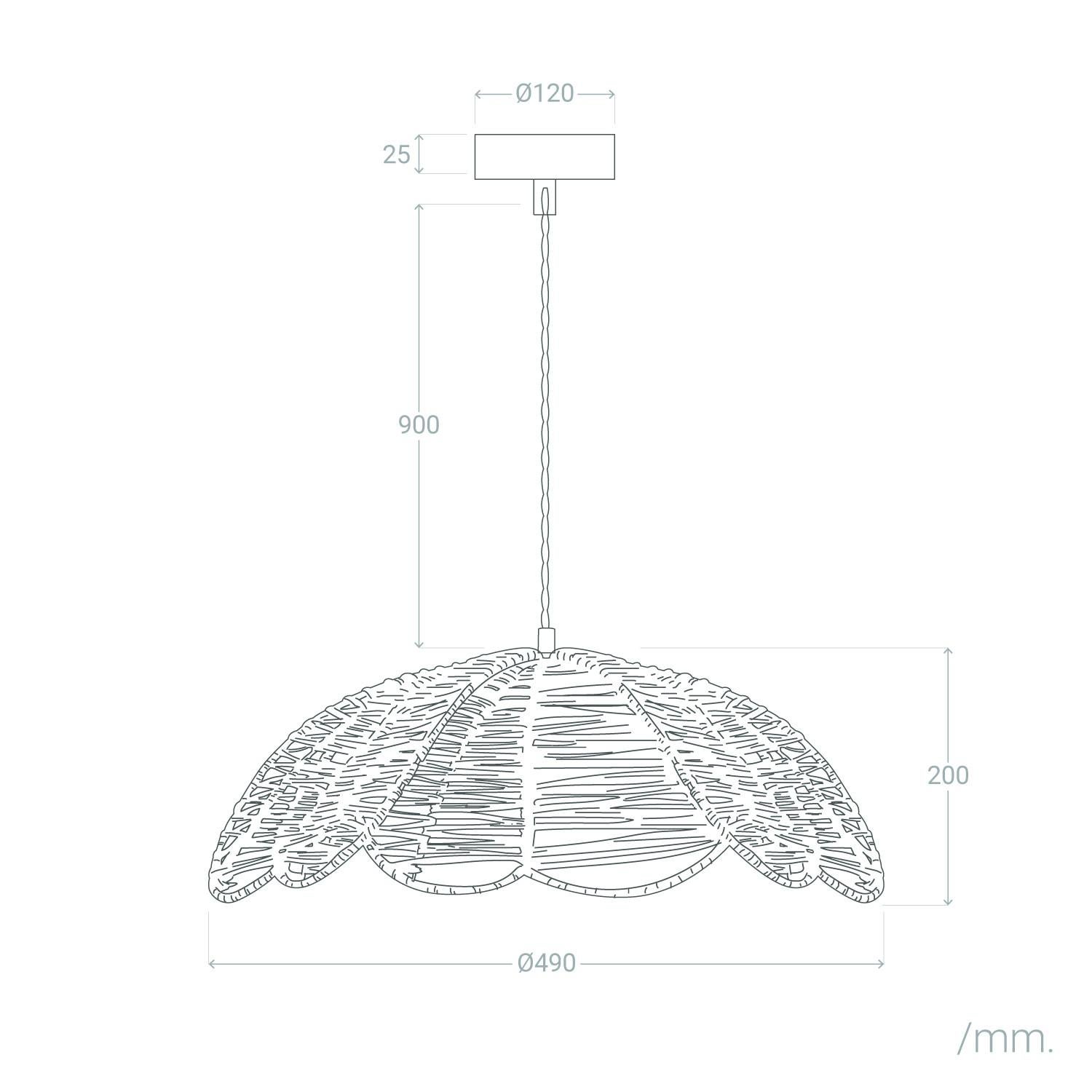 - Lámpara Colgante de Cuerda Giay | Diseño Floral Natural | Compatible con Bombilla E27 | Para Salones y Dormitorios | Dimensiones - 5