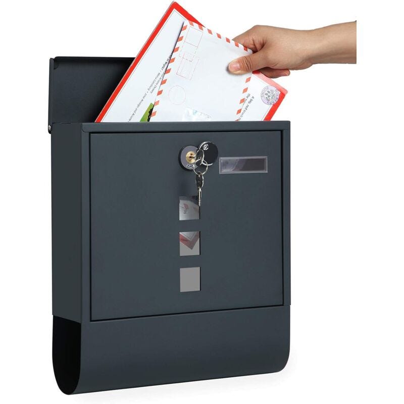 Zelsius boîte aux lettres avec compartiment pour les journaux en acier Zelsius boîte aux lettres avec compartiment pour les journaux en acier