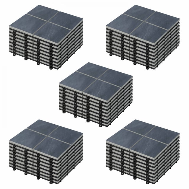 Lot de 40 dalles clipsables en pierre noir