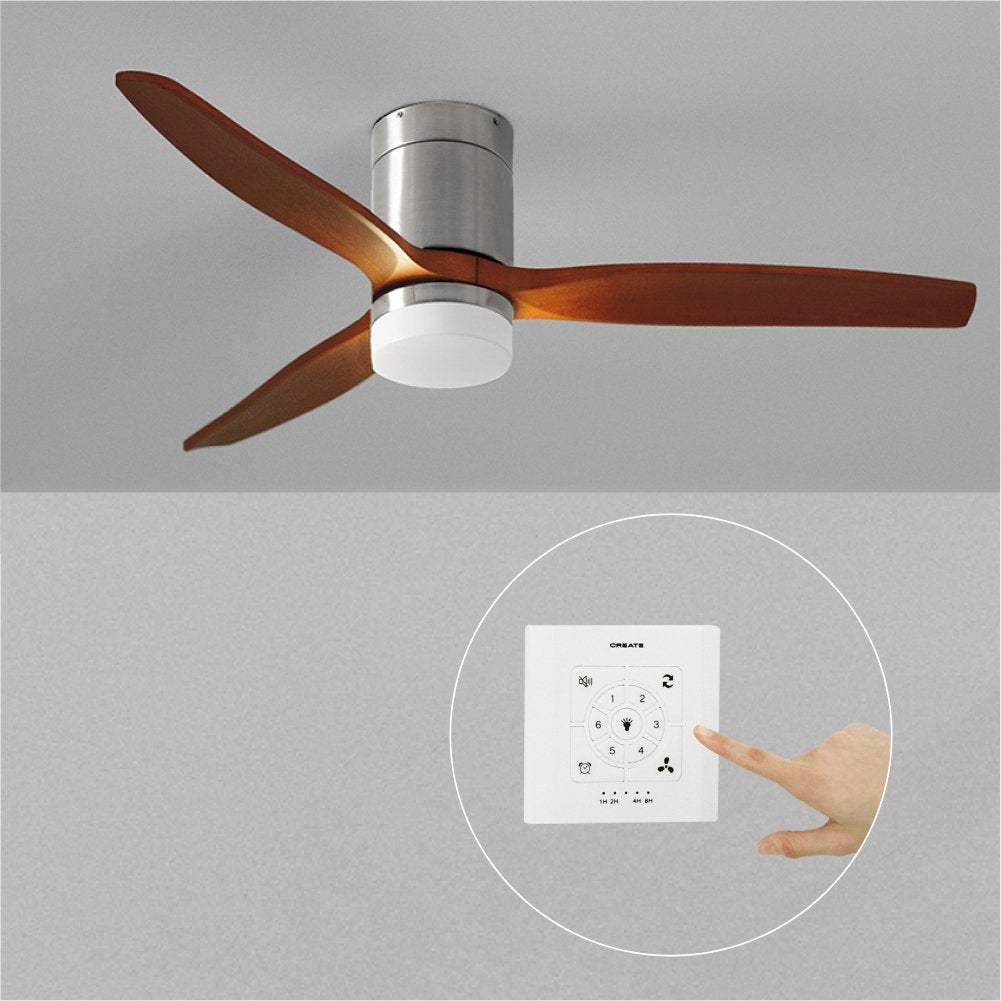 CREATE - WIND CALM M - Ventilateur de plafond silencieux 40W avec pales techniques en ABS Ø132cm avec eclaraige avec contrôleur mural - 2