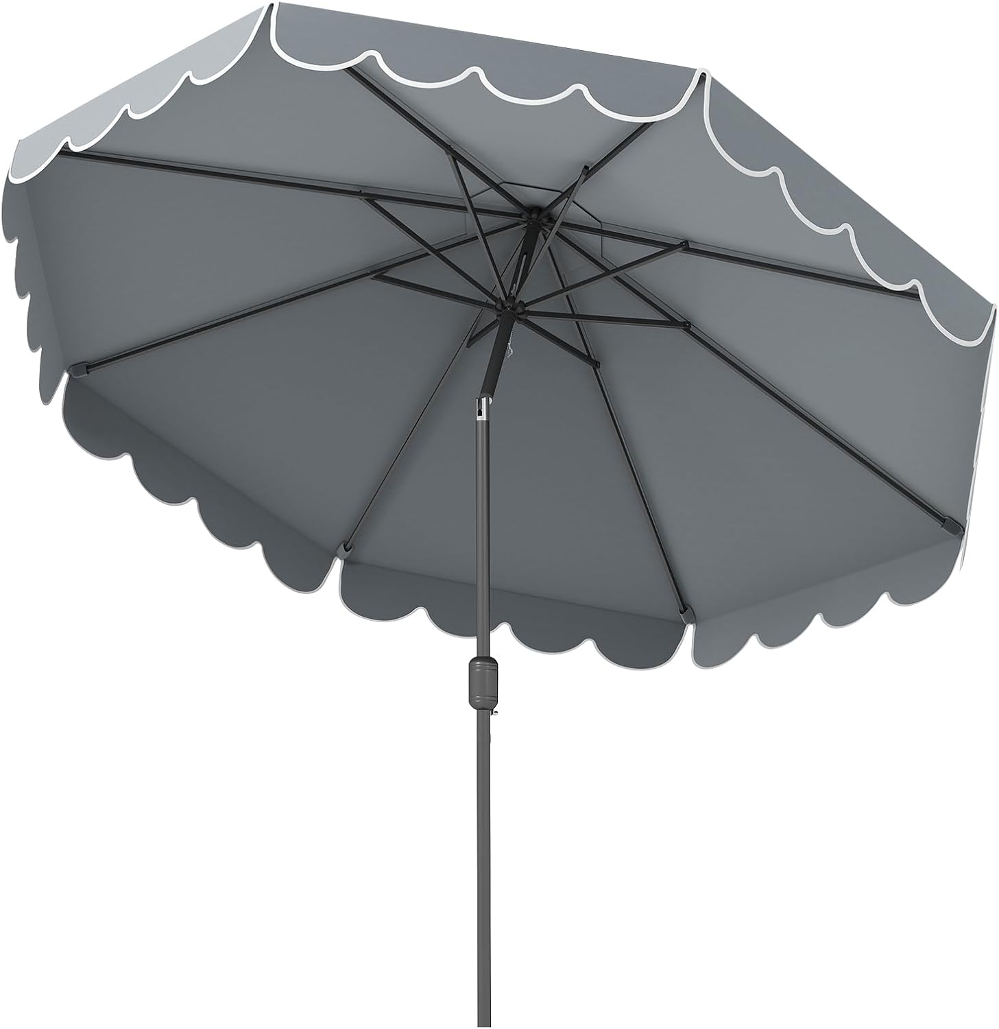3M Parasol Ogrodowy, Duży Parasol Balkonowy z Regulacją Nachylenia 35°, 8 Żebrami, Korbką, Ochroną Przeciwsłoneczną, bez Podstawy (Szary)