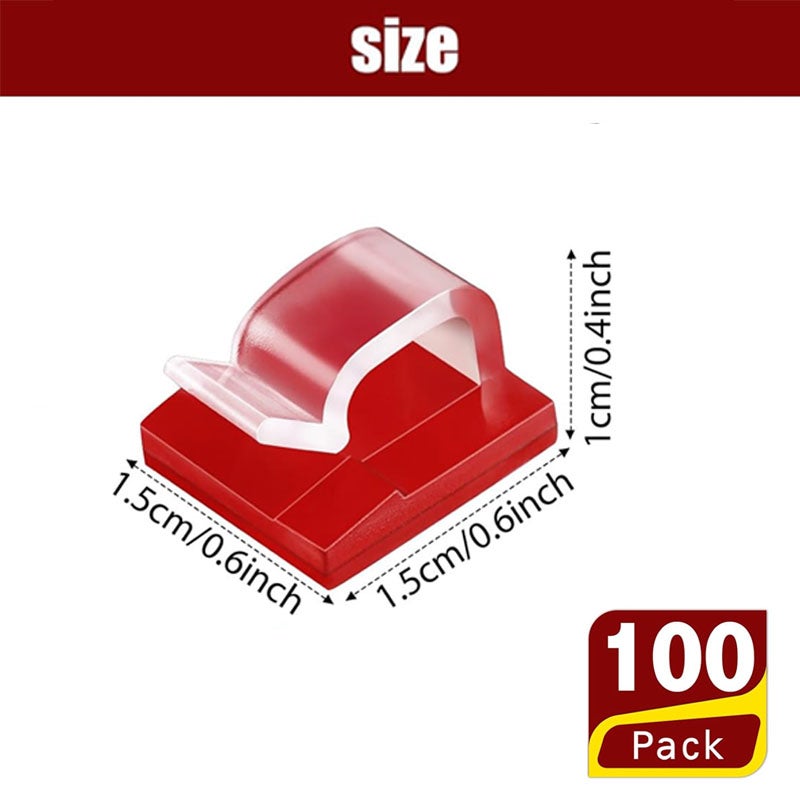 100 sztuk samoprzylepnych klipsów do zarządzania kablami, klipsy do zarządzania kablami, zarządzanie kablami do lampek choinkowych, łatwe w montażu - 2