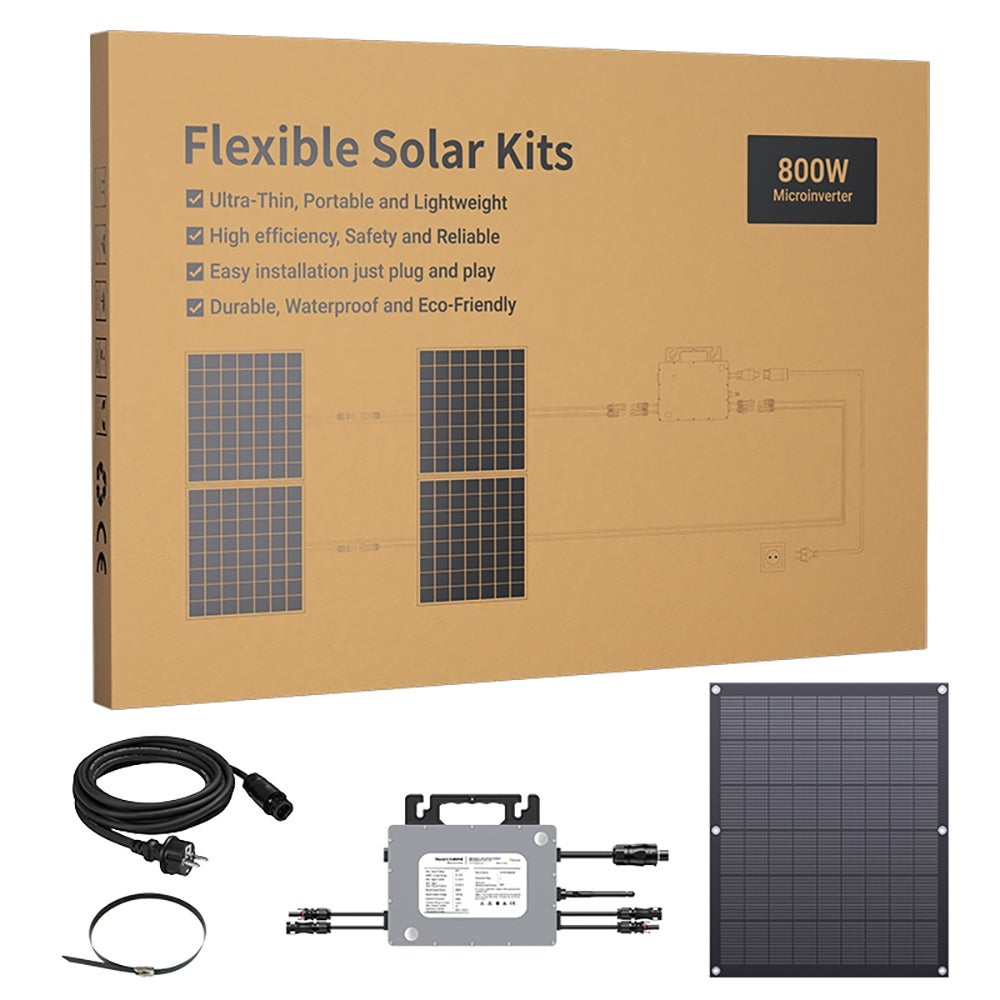 Kit Solaire Autoconsommation 800W - LIONSHEE LS-PV800Mi - 4 Panneaux Flexibles & Ultra-Légers - Plug & Play avec Micro-onduleur WiFi & App Mobile - 9