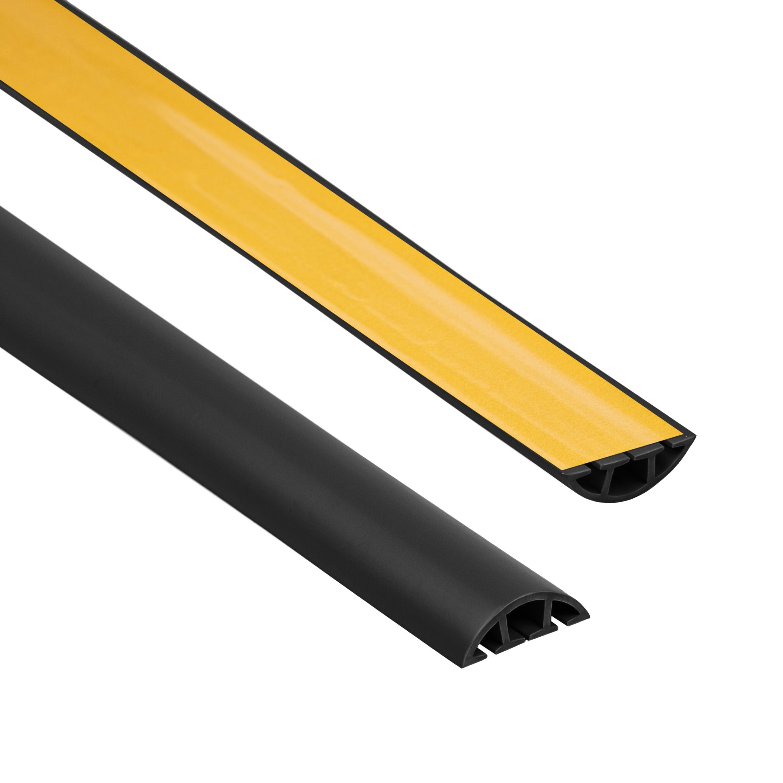 Kanał kablowy PVC samoprzylepny na podłogę 40 mm - osłona kabli 3-kanałowa, półokrągła - 2m, czarny