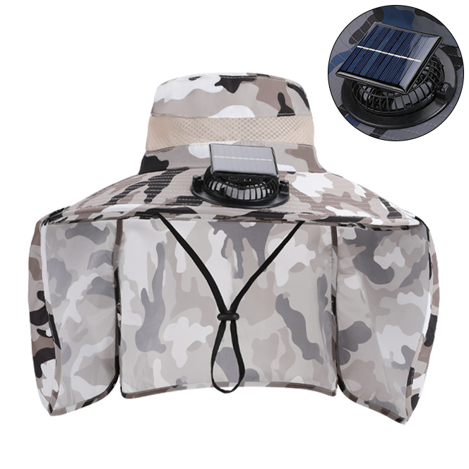 Kapelusz z wentylatorem solarnym, kapelusz przeciwsłoneczny z szerokim rondem i wentylatorem solarnym, ładowany przez USB, odpinany kapelusz wędkarski
