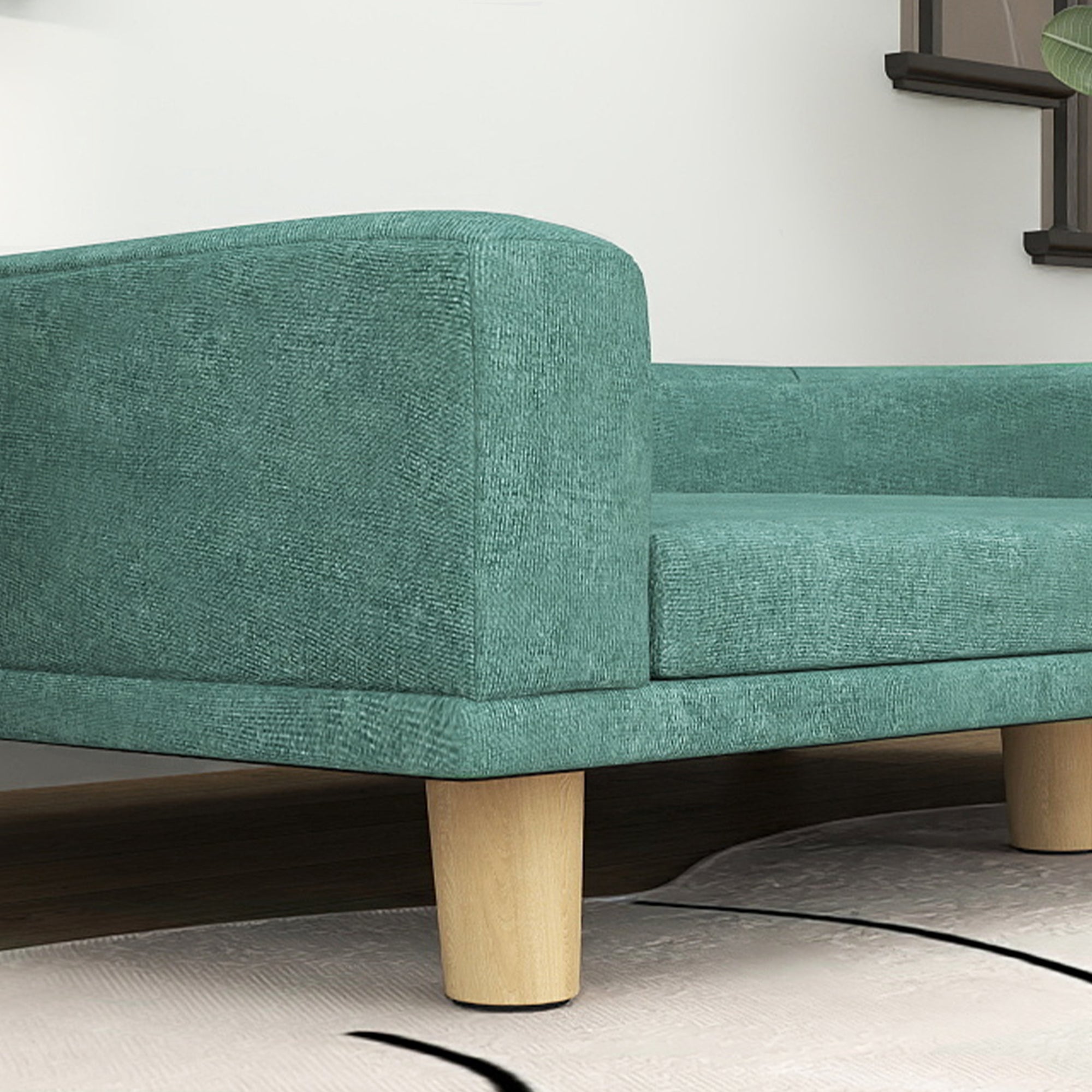 PawHut Sofá para Perros Grandes Cama Elevada para Perros Tapizada con Cojín Lavable y Patas de Madera de Pino Carga 40 kg 98x67x25 cm Verde - 4