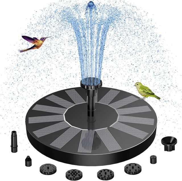 Fontaine solaire d'extérieur avec 6 buses, pompe solaire pour étang, piscine, patio, décoration, 16 cm