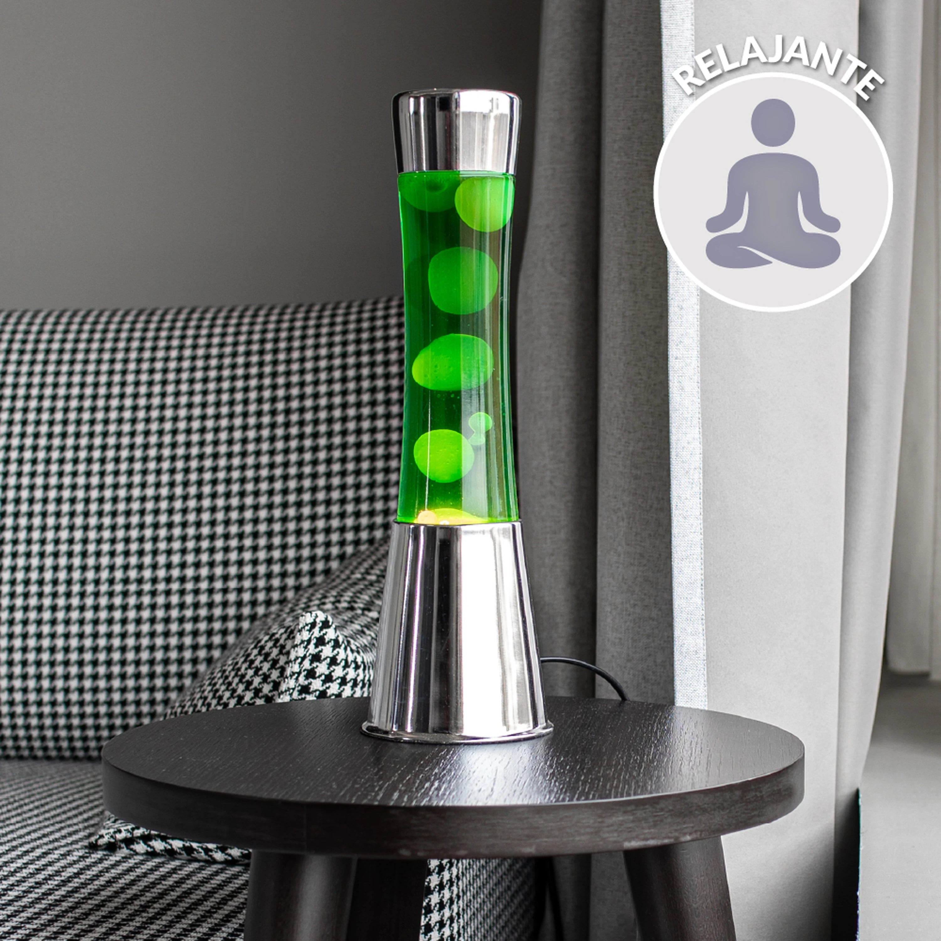 Lampe à poser en métal et verre Lave argent / vert Fisura - 5
