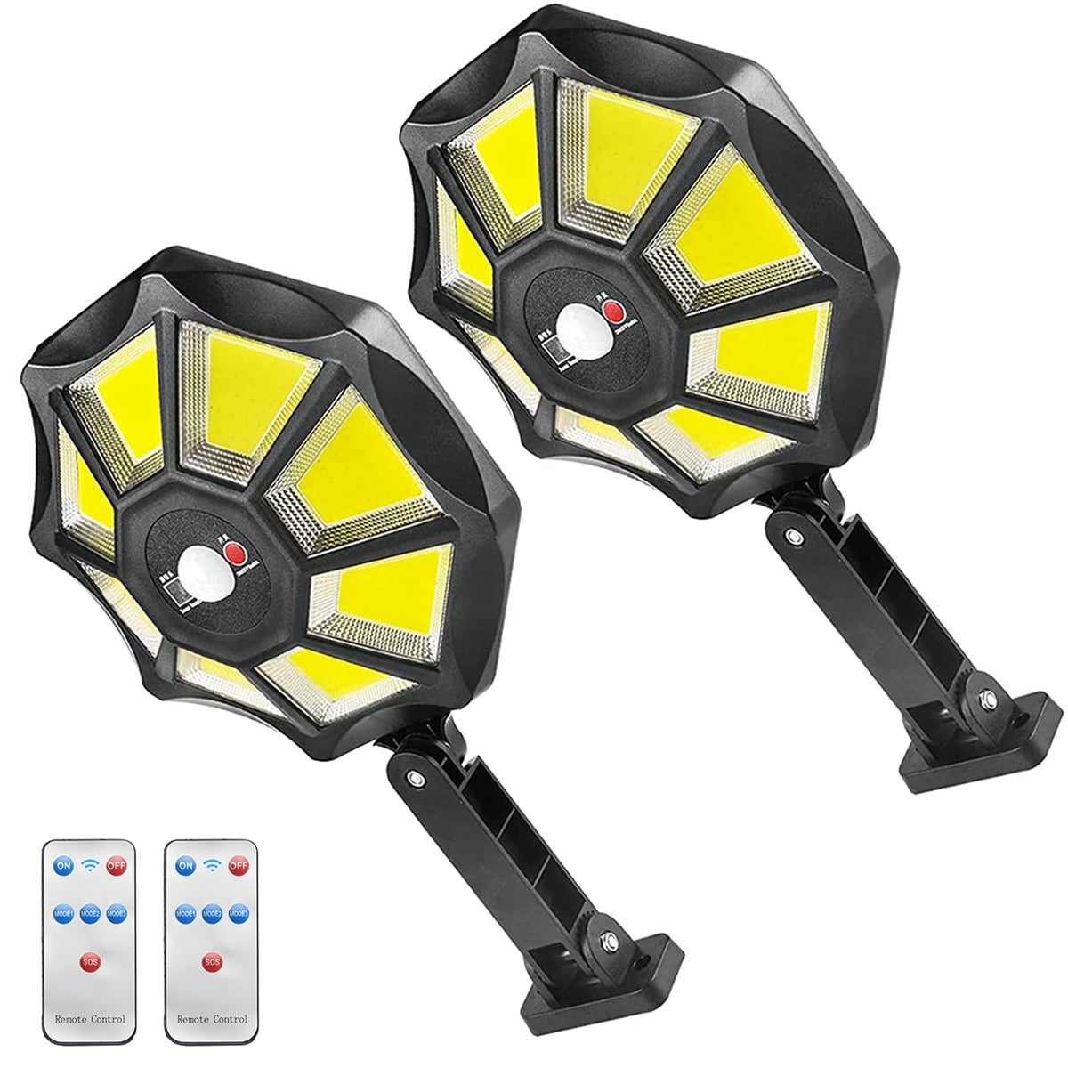 Zestaw lamp zewnętrznych zasilanych wodoodporny czujnik ruchu lampa bezpieczeństwa zasilana z pilotem zdalnego sterowania lampa ścienna zasilana