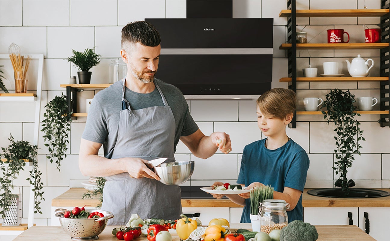 CIARRA Hotte Tactile 60cm 650 m3/h Classe A+++ 4 Vitesses Booster Wi-Fi Connecté Touche Tactile Verre Noir 736NBK60 - 7