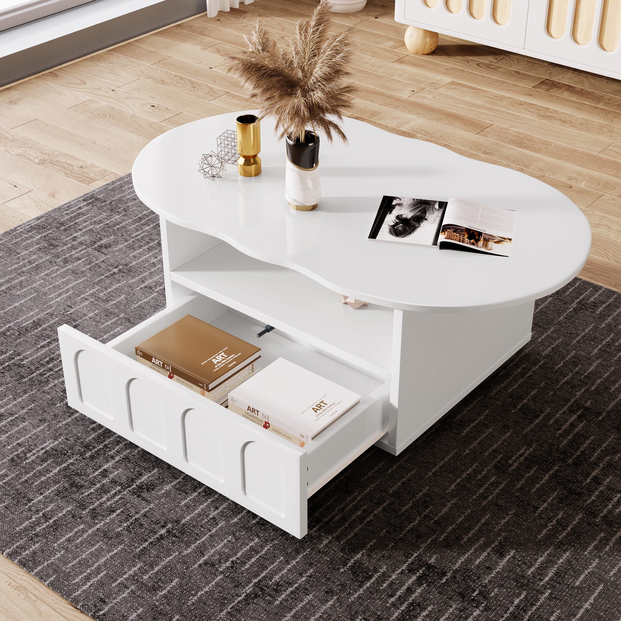 Table basse nuage tiroirs compartiments rangement salon | Leroy Merlin