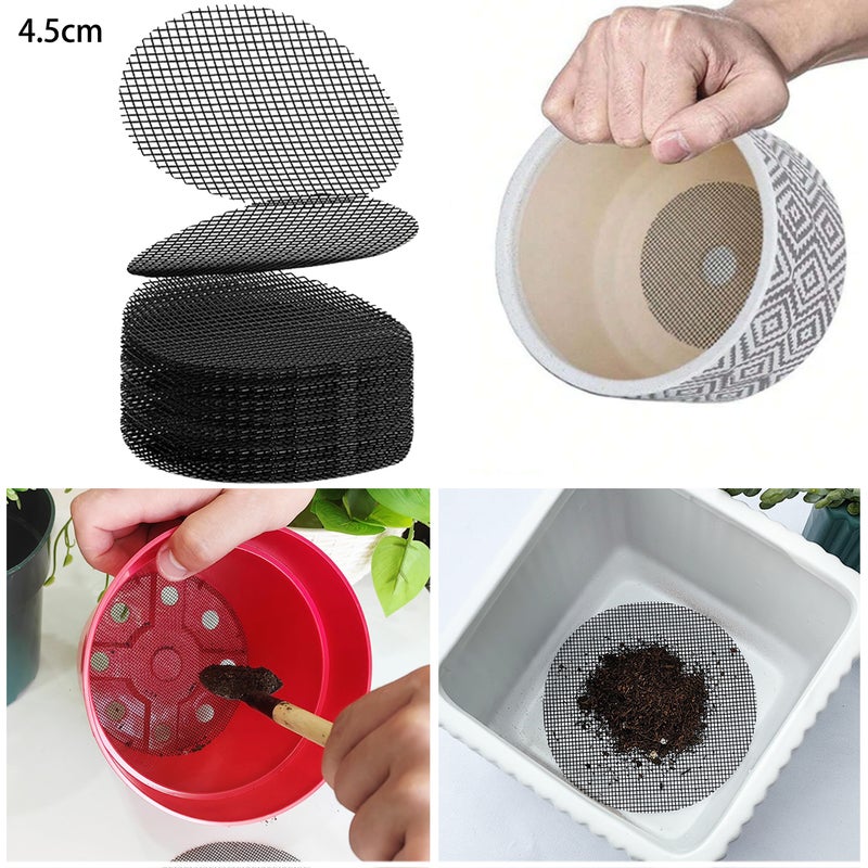 50 sztuk siatki do otworów w doniczce, sitka do otworów drenażowych w doniczkach o średnicy 45 mm, zapobiegające utracie ziemi, siatka