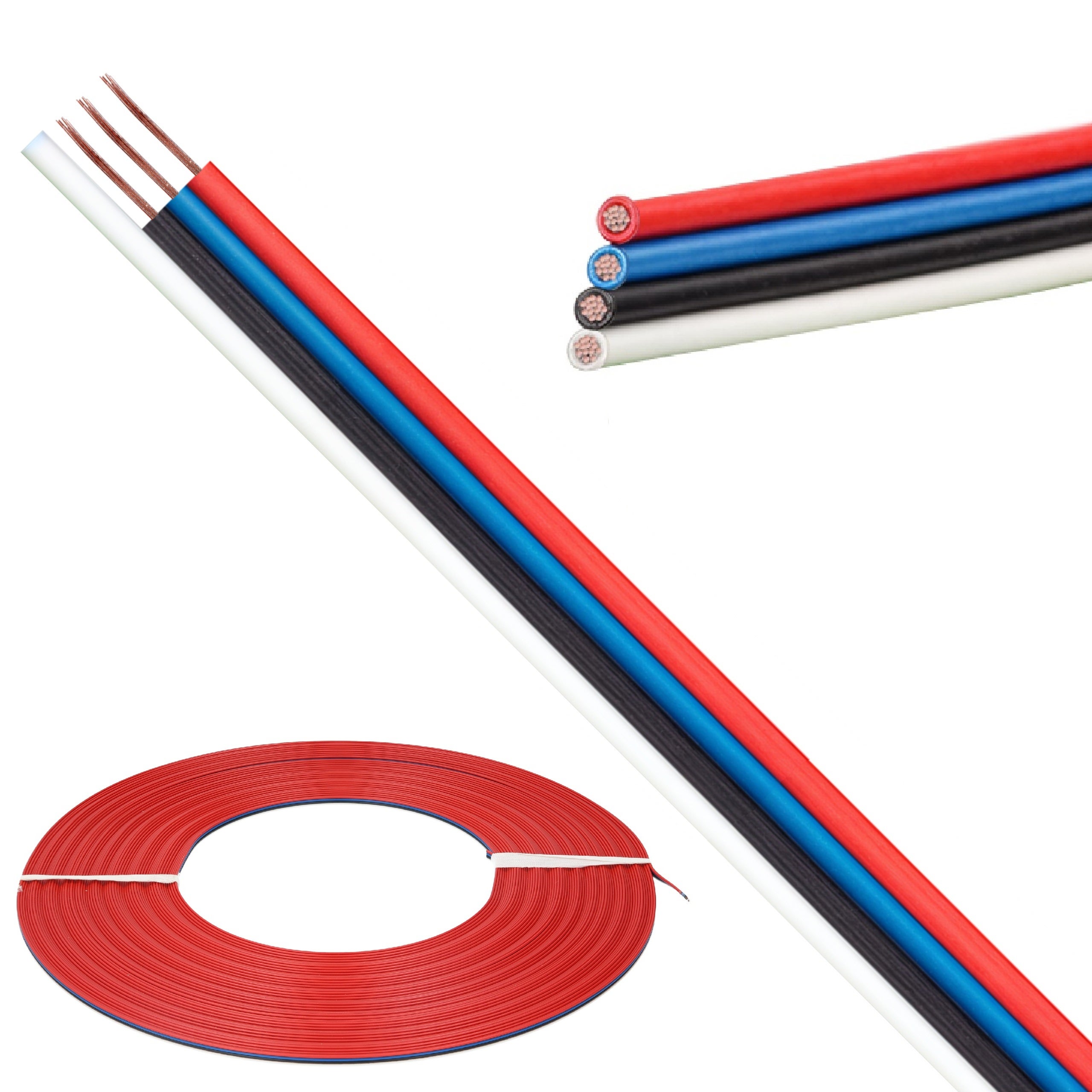 Kabel telekomunikacyjny wstążkowy TLWY 4x0,12mm2 kolorowy 150V montażowy linka Technokabel 50m