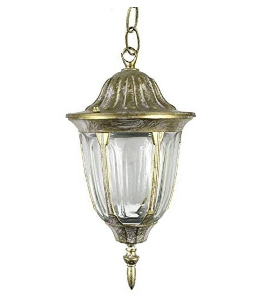 Trade Shop - Lanterna Sospesa Da Soffitto Lampada Giardino Retrò Per Esterno Con Catena - Oro - 3