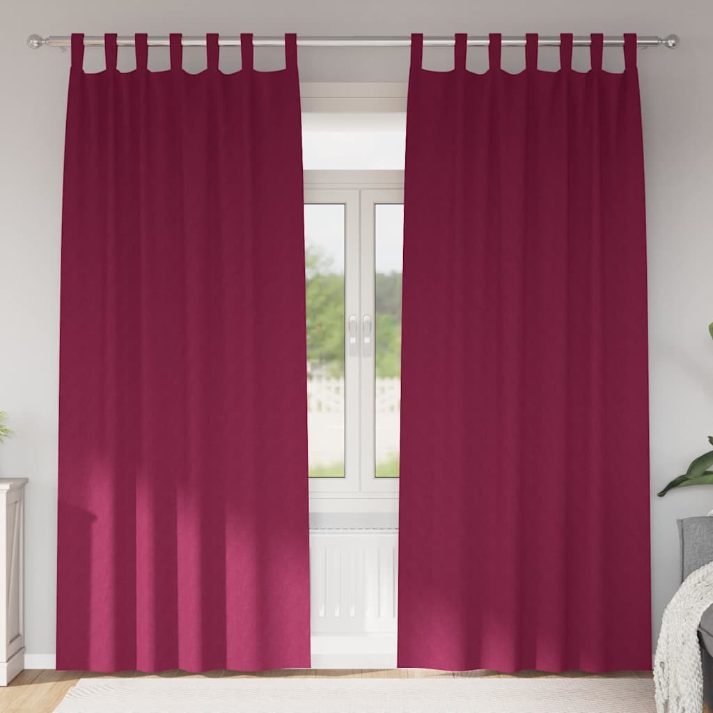 Firany blackout z kółkami 2 pcs Czerwone wino 245 x 140 cm vidaXL