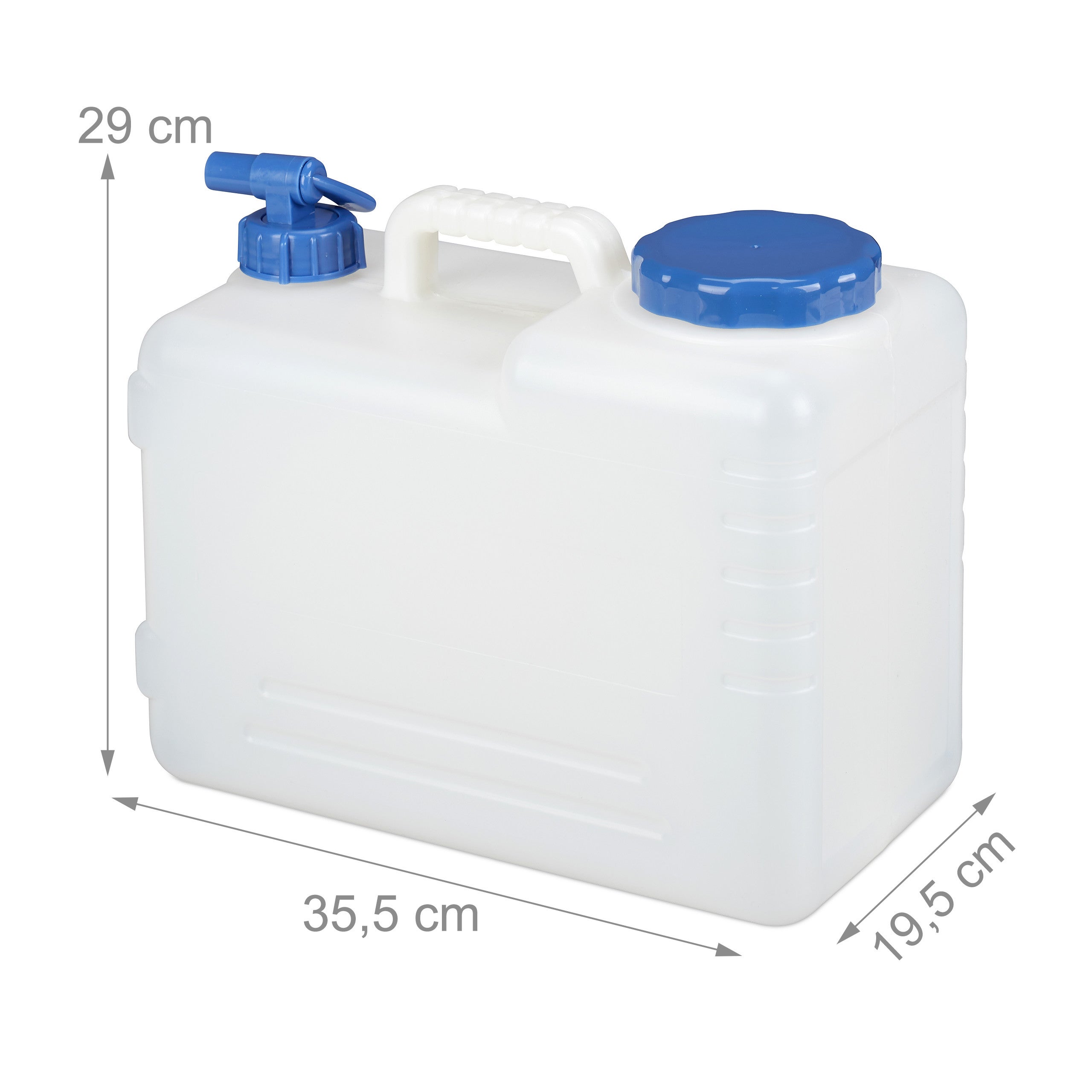 Jerrycan jerricane bidon d’eau réservoir 15 L robinet bouchon sans BPA camping voiture festival, blanc, Relaxdays - 4