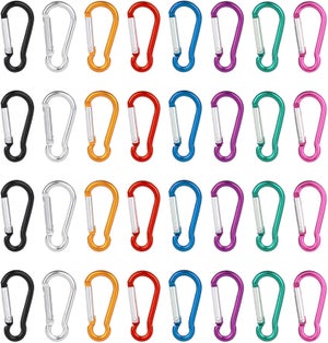 6 Moschettoni In Alluminio Blu 5 Cm - Clip A Molla Per Tenda, Zaino, Portachiavi, Campeggio