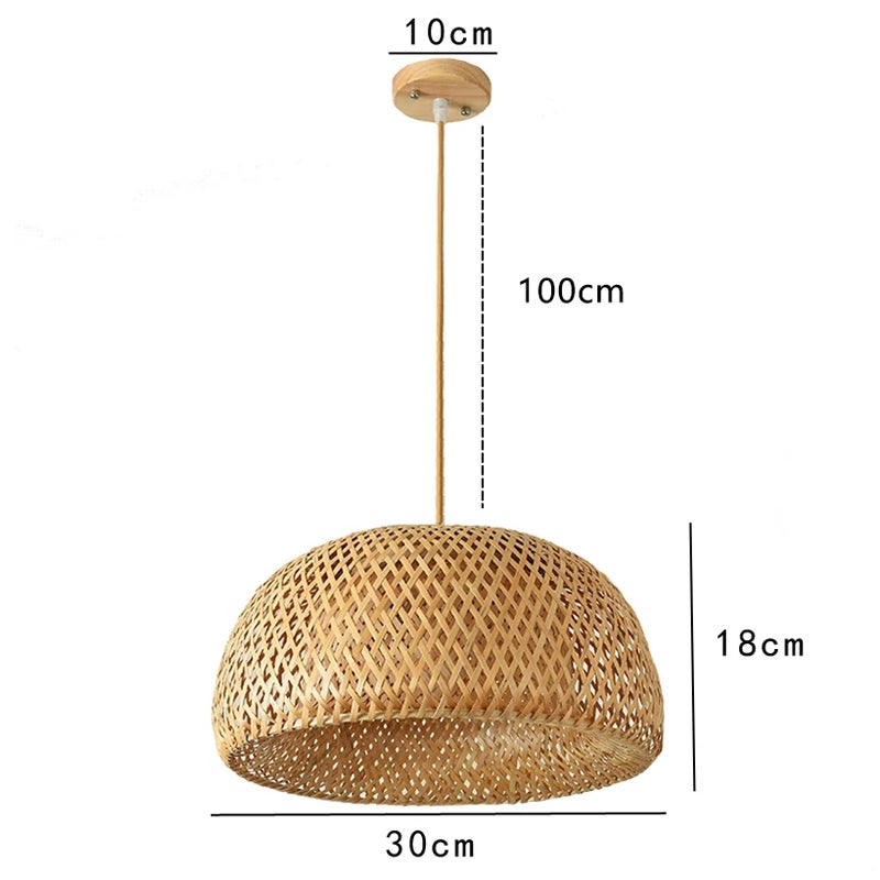 4 szt. ręcznie pleciona lampa wisząca z bambusa 30 cm w stylu chińskim, plafon do salonu, sypialni, restauracji i dekoracji wnętrz (bez żarówki) - 3