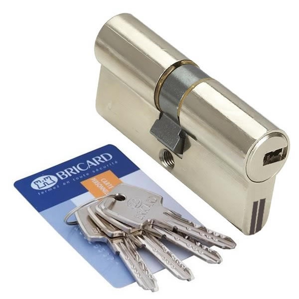 Cylindre de porte haute sécurité débrayable 40 x 30 mm BRICARD TRIAL S 4 clés et carte