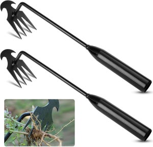 Rdlobu Lot De 2 Outils De Désherbage Manuel à 6 Dents - Manche En Silicone Antidérapant Pour Jardin, Potager, Parterres (Longueur 36 Cm)